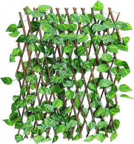 img 4 attached to 2 Pack Expandable Fence Privacy Screen For Balcony Patio Outdoor - Decorative Artificial Hedges With Faux Ivy Fencing Panel