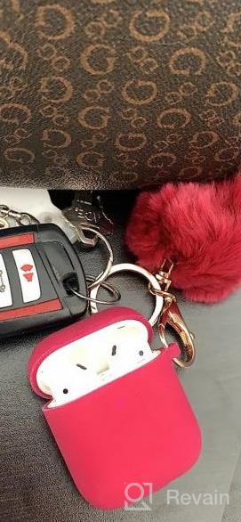 img 1 attached to AirPods 3 Case Cover 2021 Version Soft Silicone Fur Ball Keychain Girls Women Shockproof Protective Visible Front LED Wine Red review by Mario Portillo