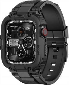 img 4 attached to Защитный чехол AmBand Sport Series с ремешком, совместимый с Apple Watch 8/7 45 мм, прочный чехол для мужчин, совместимый с IWatch 6/SE/5/4/3 42/44/45 мм черного цвета