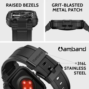 img 3 attached to AmBand Sport Series Protective Case With Strap, Compatible With Apple Watch 8/7 45Mm, Rugged Cover For Men, Compatible With IWatch 6/SE/5/4/3 42/44/45Mm In Black