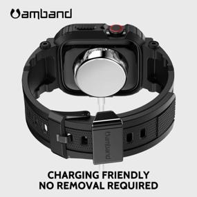 img 1 attached to AmBand Sport Series Protective Case With Strap, Compatible With Apple Watch 8/7 45Mm, Rugged Cover For Men, Compatible With IWatch 6/SE/5/4/3 42/44/45Mm In Black