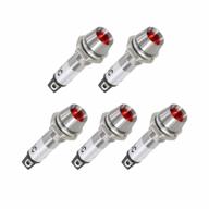 pack of 5 red indicator lights with metal shell for 12v dc panel mounting, 5/16 inch size - ideal for pilot dash, directional signals and more logo