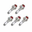 pack of 5 red indicator lights with metal shell for 12v dc panel mounting, 5/16 inch size - ideal for pilot dash, directional signals and more logo