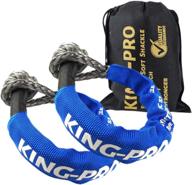 🔵 king-pro synthetic shackle: heavy-duty 24,200lbs soft shackle for jeep atv utv suv & more - 2 pack (blue-gray) logo