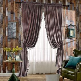 img 4 attached to Dusty Pink Velvet Blackout Curtains - Melodieux Pom Pom Thermal Insulated 52X96 Inch (1 Pair)