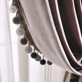 img 2 attached to Dusty Pink Velvet Blackout Curtains - Melodieux Pom Pom Thermal Insulated 52X96 Inch (1 Pair)