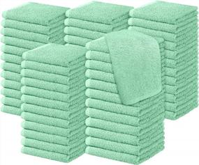 img 4 attached to 60 Pack Of Oakias Green Cotton Wash Cloths - Quick Drying, 12 X 12 Inches Face Towels For Bulk Use
