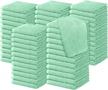 60 pack of oakias green cotton wash cloths - quick drying, 12 x 12 inches face towels for bulk use logo