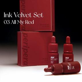 img 3 attached to Интенсивный и стойкий цвет губ с тушью Peripera The Velvet Lip Tint в наборе ALL MY RED