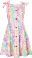 alisister sleeveless shoulder strap tie sundress with button for girls aged 6-12, perfect for summer logo