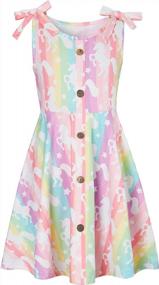 img 4 attached to ALISISTER Sleeveless Shoulder Strap Tie Sundress With Button For Girls Aged 6-12, Perfect For Summer