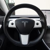 ev armor tesla model 3 steering wheel vinyl wrap - satin white logo