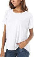 women's summer short sleeve high-low loose t shirt casual basic tee top logo