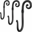 3 pack wrought iron wall mount j hook decorative hanging coat towel robe hat hooks - handcrafted classic black farmhouse wall mounted hooks logo