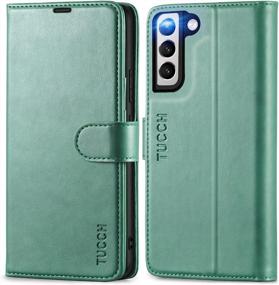 img 4 attached to Galaxy S22+ Plus 5G Wallet Case By TUCCH - RFID Blocking, Shockproof TPU Interior, Card Slot Folio With Kickstand, Magnetic PU Leather Flip Cover For S22+ 6.6, Myrtle Green