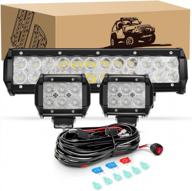 gooacc 12inch 72w led light bar with 2pcs 4 inch 18w led pods and off road wiring harness - ideal for truck, golf cart, suv, atv, utv, and boat - 2 year warranty логотип