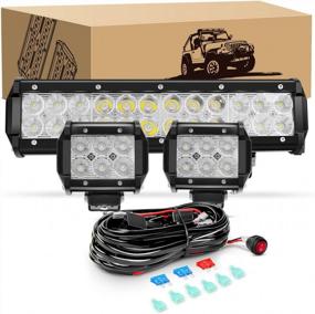 img 4 attached to GOOACC 12Inch 72W LED Light Bar With 2PCS 4 Inch 18W LED Pods And Off Road Wiring Harness - Ideal For Truck, Golf Cart, SUV, ATV, UTV, And Boat - 2 Year Warranty