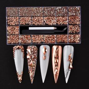 img 4 attached to Набор из 8620 предметов для дизайна ногтей со стеклянными кристаллами и стразами разных форм, плоские 3D-камни из розового золота для телефона, украшения для одежды и поделок - включает инструмент для выбора страз