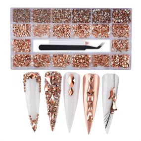 img 2 attached to 8620-Piece Nail Art Glass Crystal Rhinestone Kit With Mixed Shapes, Flatback 3D Rose Gold Gems For Phone, Cloth & Craft Decorations - Includes Rhinestone Picker Tool