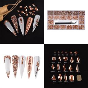 img 1 attached to 8620-Piece Nail Art Glass Crystal Rhinestone Kit With Mixed Shapes, Flatback 3D Rose Gold Gems For Phone, Cloth & Craft Decorations - Includes Rhinestone Picker Tool
