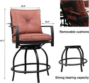 img 1 attached to Обновите свое открытое пространство с помощью вращающихся барных стульев PatioFestival красного цвета - набор бистро для вашего сада и балкона
