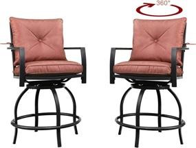 img 4 attached to Обновите свое открытое пространство с помощью вращающихся барных стульев PatioFestival красного цвета - набор бистро для вашего сада и балкона