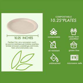 img 2 attached to 10 Inch Compostable Disposable Paper Plates - Vplus 150 Pack Super Strong Bagasse Natural Biodegradable Eco-Friendly Sugarcane Plates.