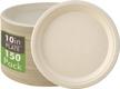 10 inch compostable disposable paper plates - vplus 150 pack super strong bagasse natural biodegradable eco-friendly sugarcane plates. logo