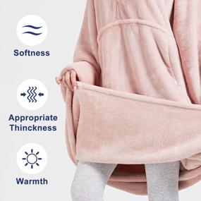 img 1 attached to Stay Cozy With Bobor Oversized Wearable Hoodie Fleece Blanket With Large Pocket - Perfect For Adults, Men, Women, And Kids In Super Soft Pink Flannel!