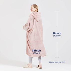 img 2 attached to Stay Cozy With Bobor Oversized Wearable Hoodie Fleece Blanket With Large Pocket - Perfect For Adults, Men, Women, And Kids In Super Soft Pink Flannel!