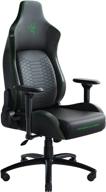 razer iskur xl gaming chair with enhanced ergonomic lumbar support - high-quality synthetic leather and foam cushions - designed for durability - memory foam headrest - black/green логотип