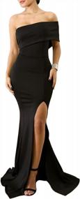 img 4 attached to Off-Shoulder One-Sleeve Slit Maxi Dress For Women - Perfect For Parties And Evening Events By Asvivid