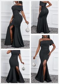 img 1 attached to Off-Shoulder One-Sleeve Slit Maxi Dress For Women - Perfect For Parties And Evening Events By Asvivid