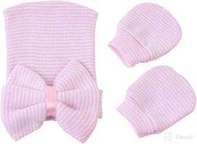 img 4 attached to 👶 JustMyDress Newborn Baby Hospital Cap with Bow Toddler Infant Hat Baby Beanie Caps JB63
