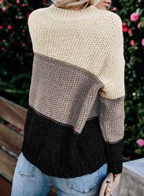 img 1 attached to Женский свитер в полоску с цветными блоками и круглым вырезом, длинный рукав, свободный вязаный пуловер, джемпер, топы от Canikat