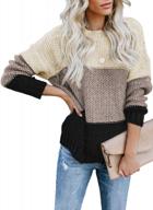 women's striped color block crewneck sweater long sleeve loose knit pullover jumper tops by canikat logo