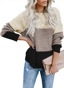 img 3 attached to Women'S Striped Color Block Crewneck Sweater Long Sleeve Loose Knit Pullover Jumper Tops By Canikat