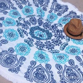 img 5 attached to Круглое пляжное полотенце Black Sand Beach от SwimZip® для максимального комфорта на пляже