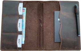 img 3 attached to Travelers Notebook Cover With Inner Pockets, Card Slots And Pen Holder, A5 Size, Dark Brown