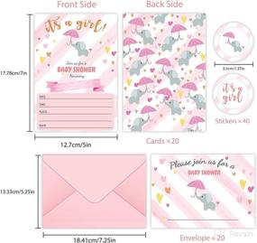 img 3 attached to 🐘 Avamie 20 Pack Pink Elephant Baby Shower Invitations for Girls - Includes Envelopes and Stickers