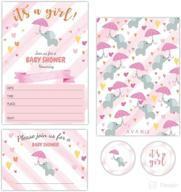 🐘 avamie 20 pack pink elephant baby shower invitations for girls - includes envelopes and stickers logo