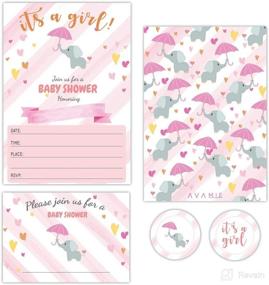 img 4 attached to 🐘 Avamie 20 Pack Pink Elephant Baby Shower Invitations for Girls - Includes Envelopes and Stickers