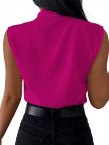 img 1 attached to LYANER Женская элегантная плиссированная блузка без рукавов с v-образным вырезом, шифоновая рабочая рубашка, майка