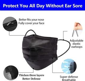 img 1 attached to Black Disposable Safety Breathable Elastic: Enhanced Protection for All-Day Comfort