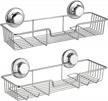 sanno suction cup shower caddy bathroom caddies storage combo organizer, no damage suction cup,rustproof wire basket for kitchen & bathroom accessories - rustproof stainless steel 2 pack logo