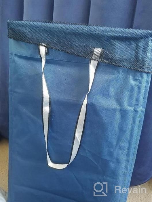 img 1 attached to Tall And Slim Collapsible Laundry Hamper With Breathable Mesh Cover And Silver Handle - Handy Hanging Basket For Travel, Waterproof And Upgraded With Linen Fabric By Caroeas review by Izzyswave Singh