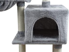 img 1 attached to 🐱 Premium Grey Cat Tree Playhouse: KIYUMI US12G Cat Tower with Sisal Scratching Posts, Condo, Hammock, and Activity Center