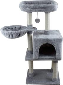 img 3 attached to 🐱 Premium Grey Cat Tree Playhouse: KIYUMI US12G Cat Tower with Sisal Scratching Posts, Condo, Hammock, and Activity Center