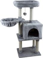 🐱 premium grey cat tree playhouse: kiyumi us12g cat tower with sisal scratching posts, condo, hammock, and activity center logo