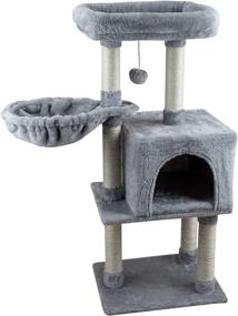 img 4 attached to 🐱 Premium Grey Cat Tree Playhouse: KIYUMI US12G Cat Tower with Sisal Scratching Posts, Condo, Hammock, and Activity Center